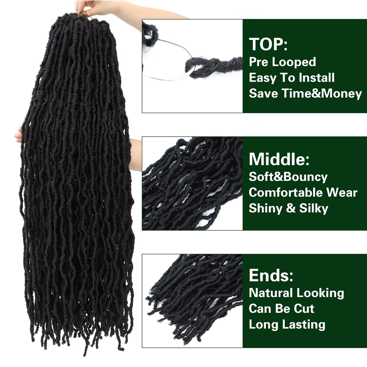 36 Inch Soft Locs Crochet Hair Pre Looped 6 Packs Faux Locs Crochet Braids Goddess Locs Dreadlocs Hair for Black Women
