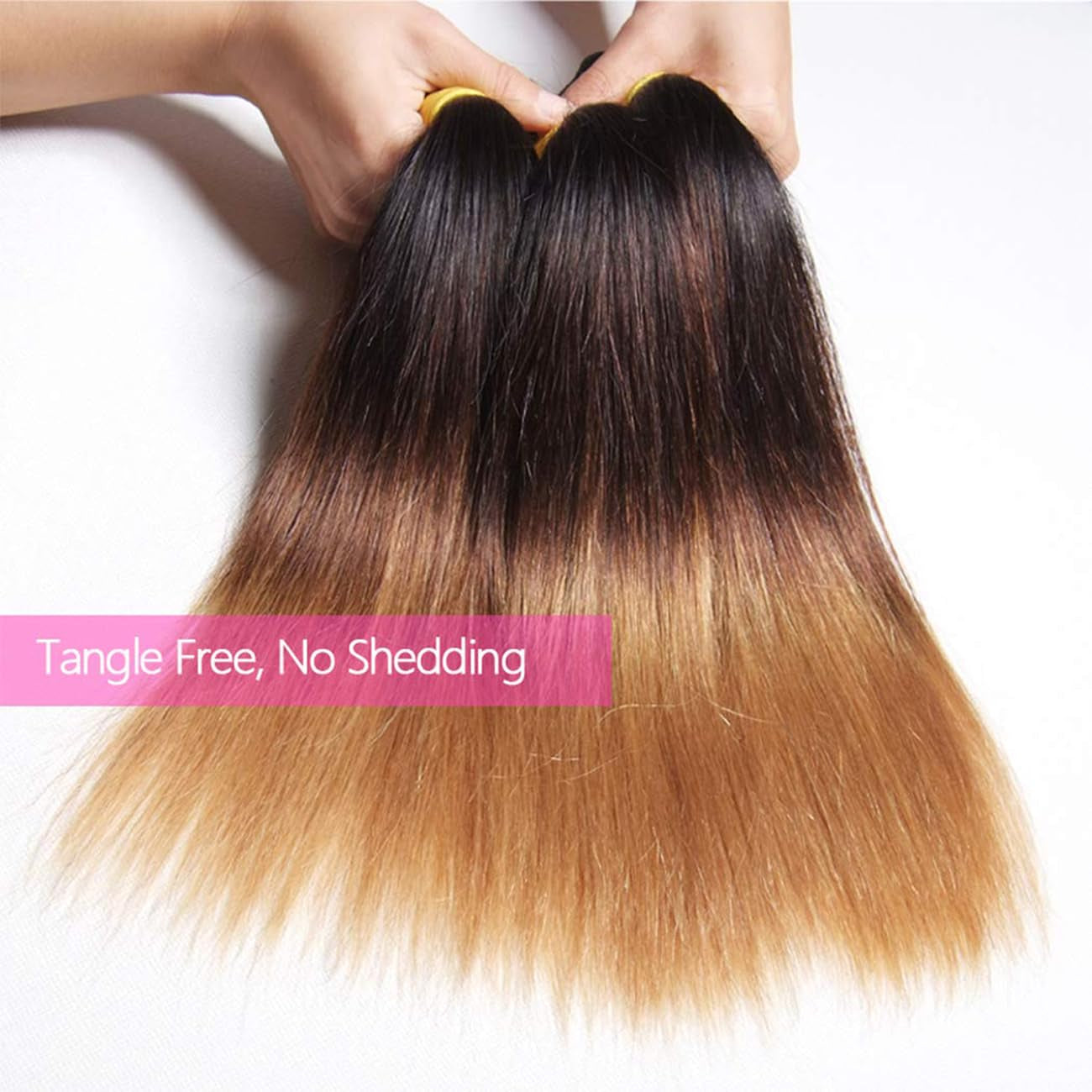 1B427 Human Hair Bundles Straight Brazilian Remy Hair Bundles Three Tone Hair Weave Double Weft Extensions for Women Ombre 1B/4/27 3 Bundles 24 26 28 Inch