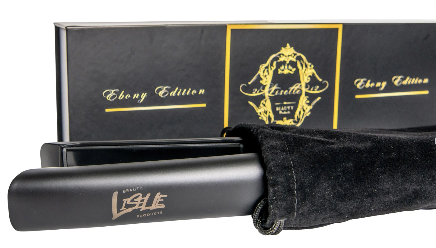 Ebony Edition Flat Iron - 1.25 Inch Titanium Plates, Fast Heating, Frizz-Free, Travel Friendly