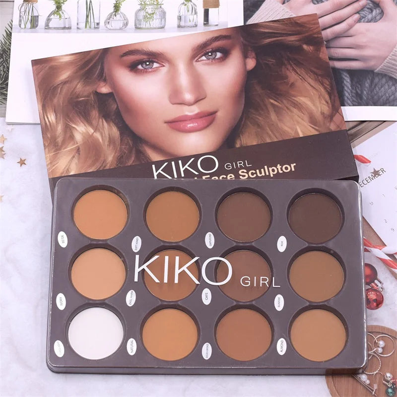 12-Color Makeup Contour Palette Facial Powder Repairing Dual-Purpose Natural Color Three-Dimensional Multi-Color Beauty Products