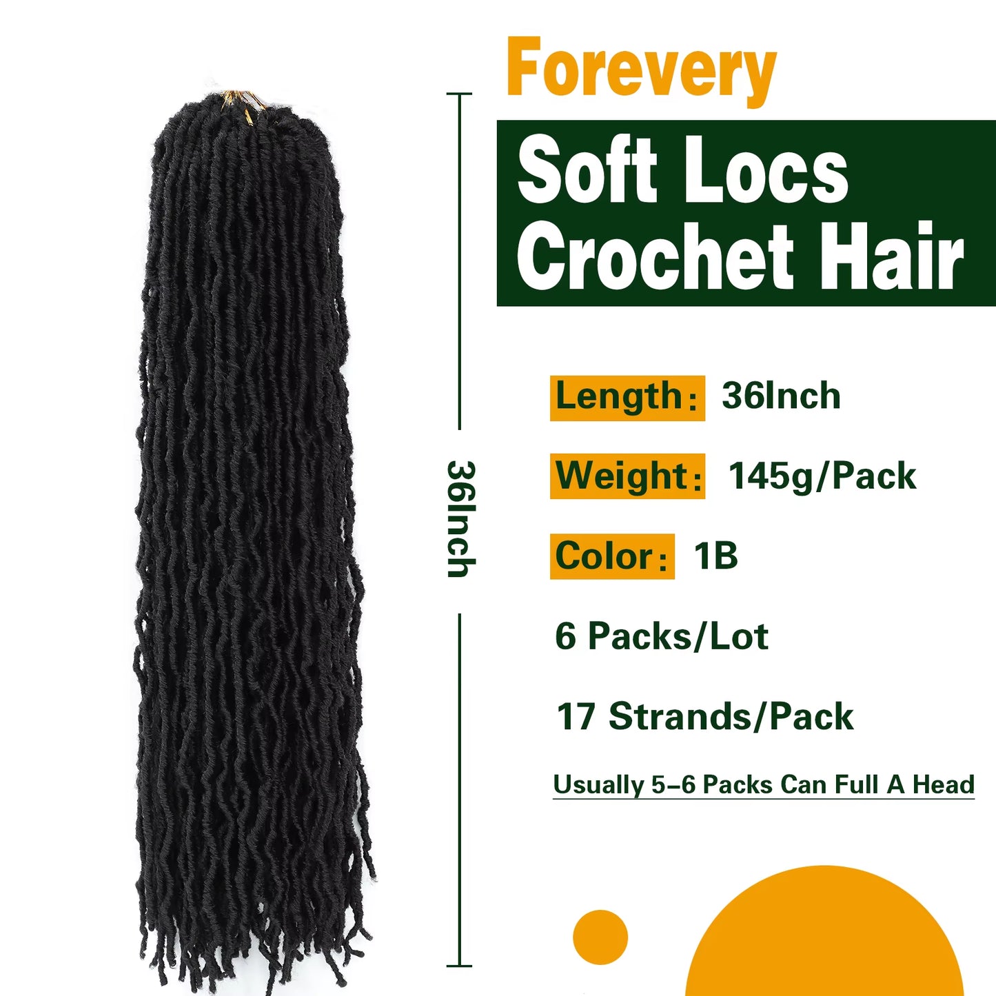 36 Inch Soft Locs Crochet Hair Pre Looped 6 Packs Faux Locs Crochet Braids Goddess Locs Dreadlocs Hair for Black Women