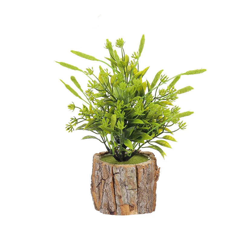 24cm Artificial Plant With Tub Potted Wooden Decoration