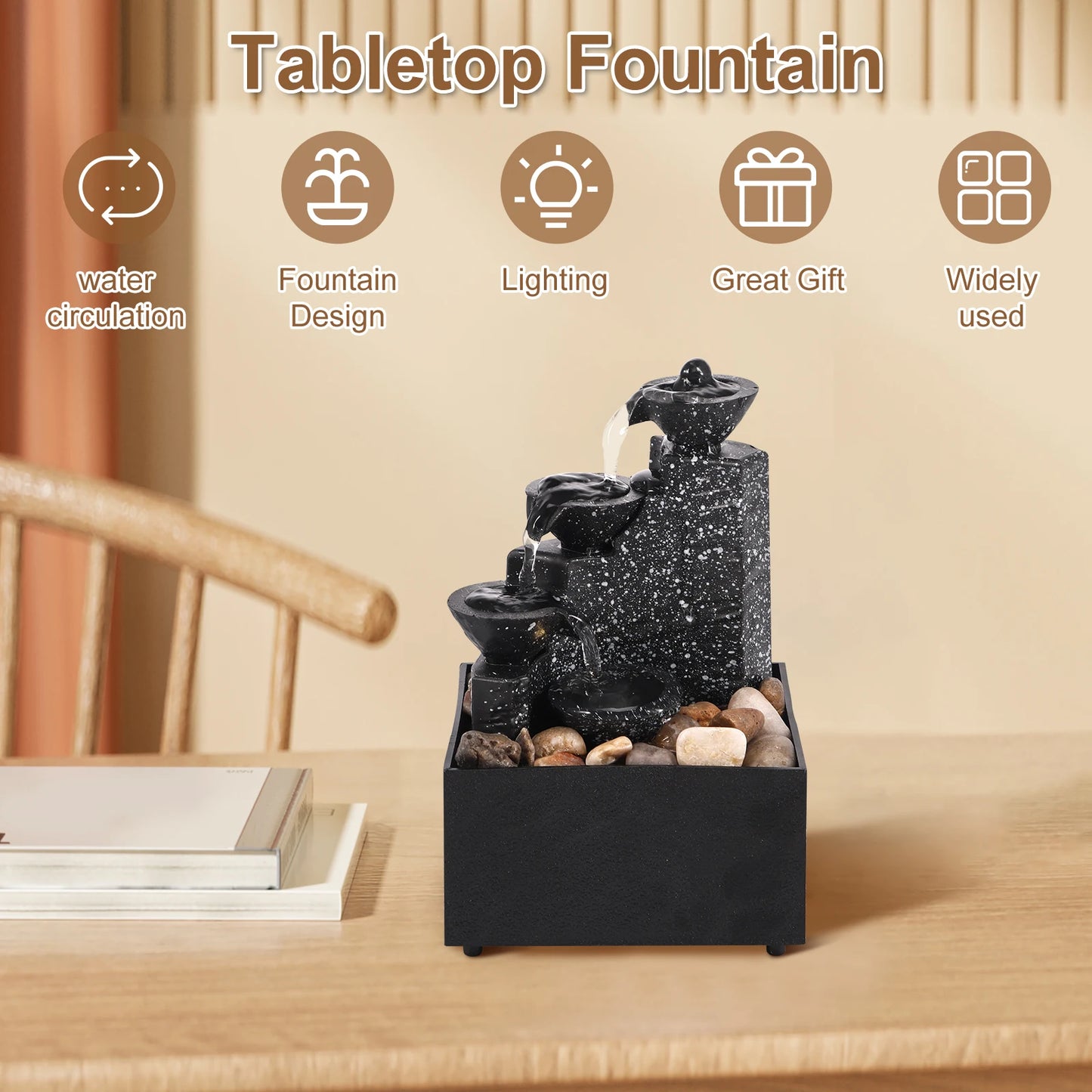 Desktop Waterfall Decoration Creative Flowing Water Ornaments Small Living Room Office Ornaments Desktop Fountain Ornaments