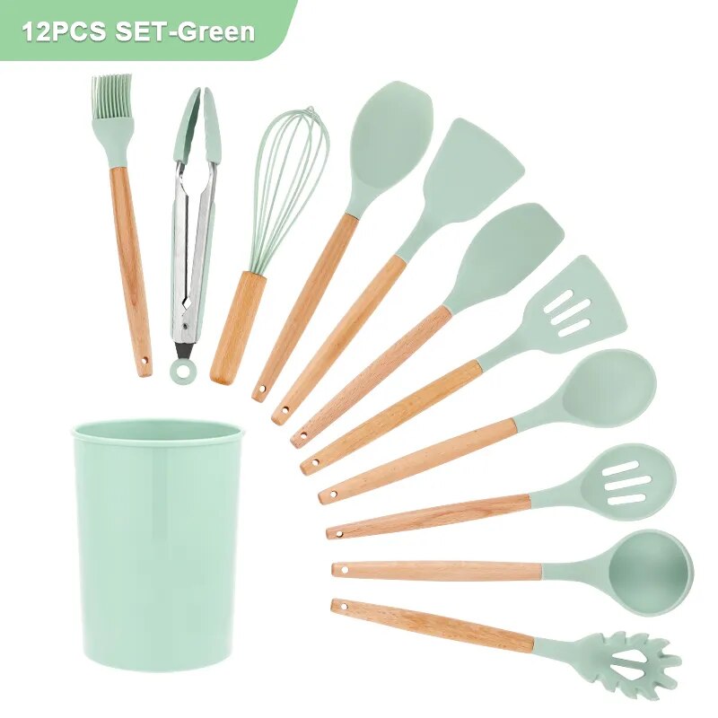 12PCS Silicone Kitchen Utensils Set Non-Stick Cookware for Kitchen