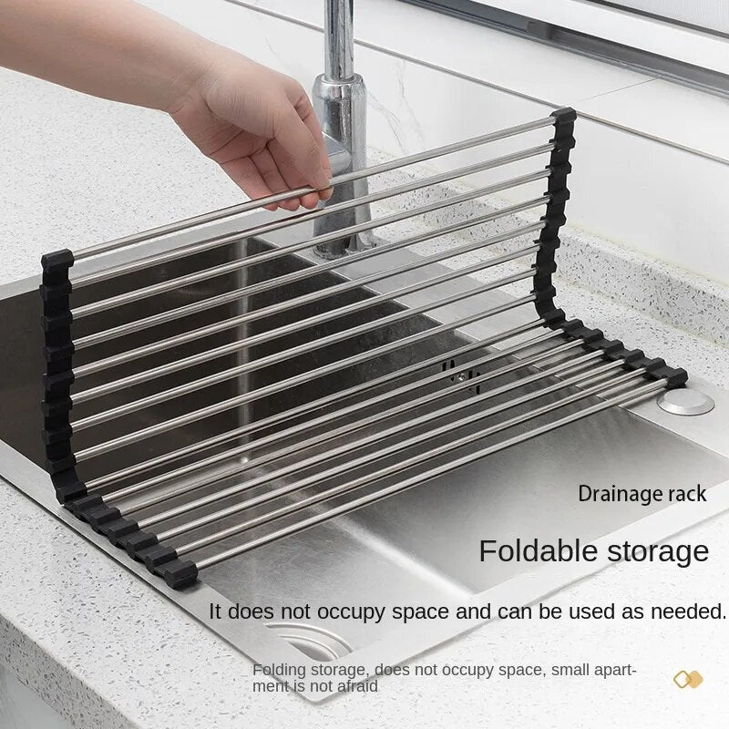 Stainless Steel Foldable Drainage/Drying Rack For Sink