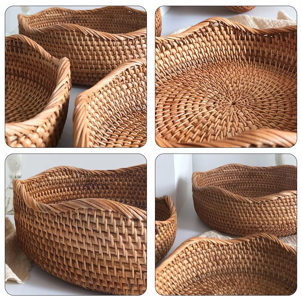 Handwoven Round Rattan Basket